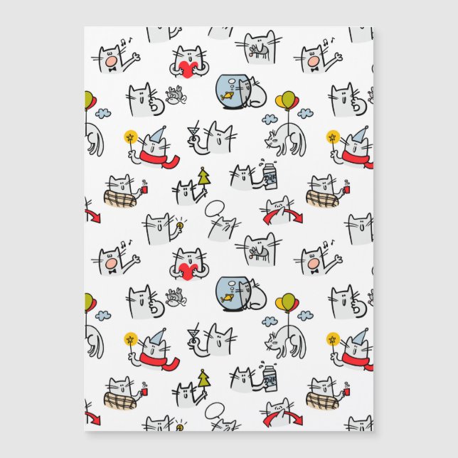 Invitación Magnética Gatos divertidos, leche y magia. (Anverso)