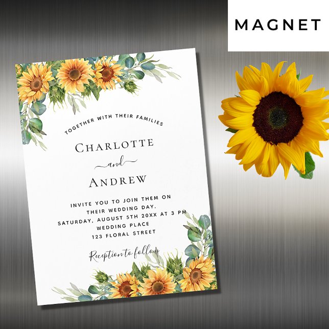Invitación Magnética Girasoles de boda eucalipto lujo boho (Subido por el creador)
