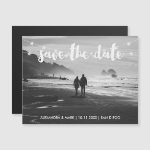 Invitación Magnética Glam Garland de Stars Photo Wedding Save the Date