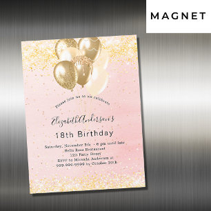 Invitación Magnética Globos purpurinas de oro de lujo