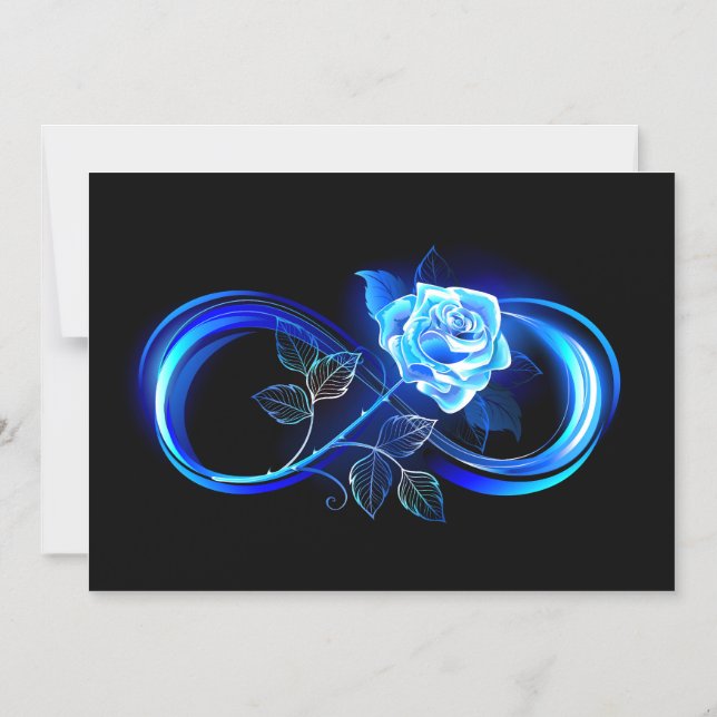 Invitación Magnética Glowing infinity with blue rose (Anverso)