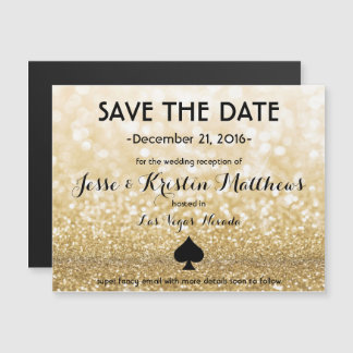 Invitación Magnética Gold Las Vegas Save the Date (Glam/Classy)