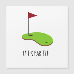 Invitación Magnética Golf Let's Par tee con bandera de golf en verde