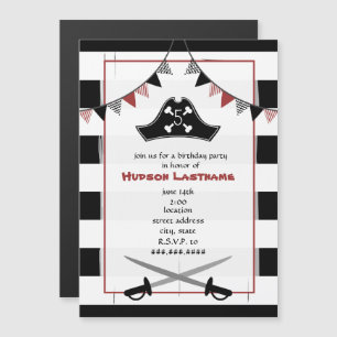Invitación Magnética Gorra pirata espadas Cumpleaños