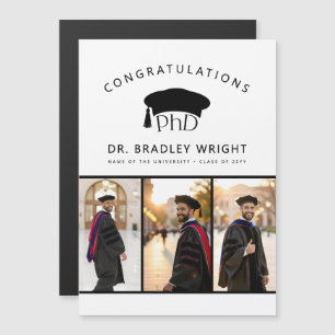 Invitación Magnética Gorrito de graduación de doctorado personalizado T