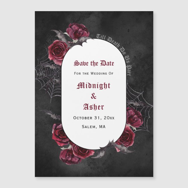 Invitación Magnética Gótico Negro Hasta La Muerte Nos Parecen Salvar La (Anverso)