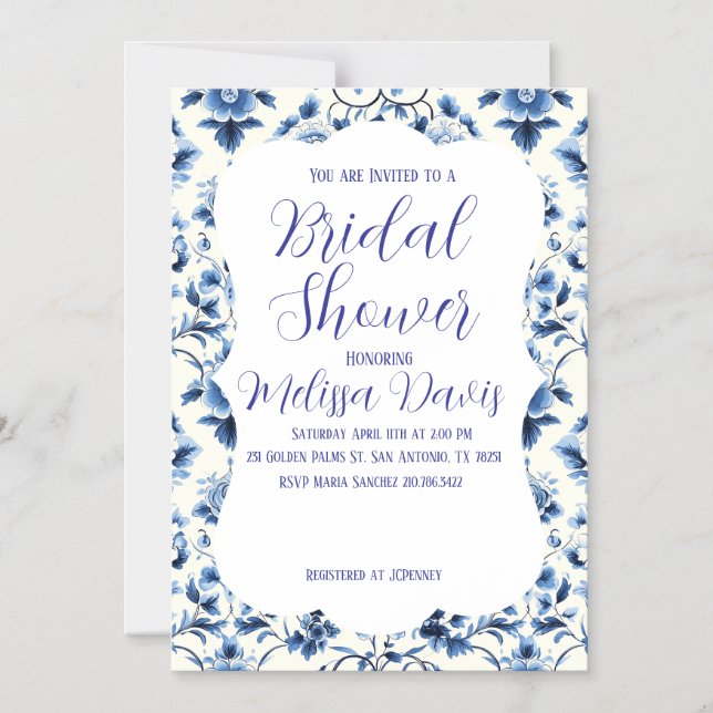 Invitación Magnética Grace Chinoiserie Bridal Shower Invitation (Anverso)
