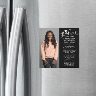 Invitación Magnética Graduación de fotografías en blanco y negro de esc