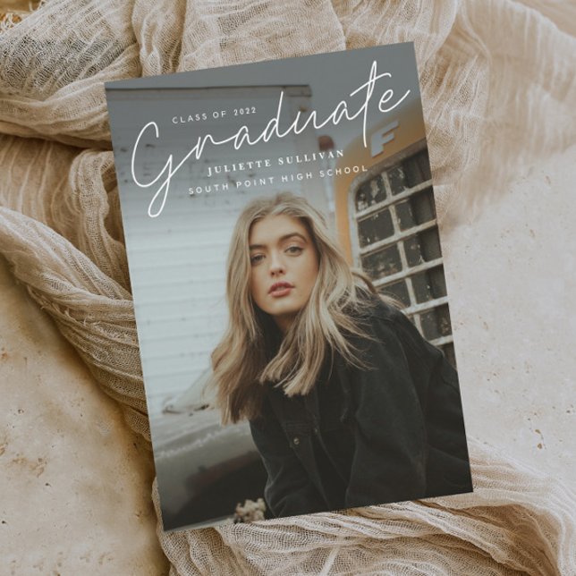 Invitación Magnética Graduación de fotografías sencillas en escritura m (Subido por el creador)