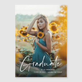 Invitación Magnética Graduación de fotos de graduados de escritura mode