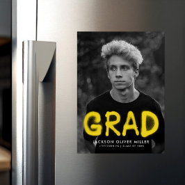 Invitación Magnética Graduación de fotos de pintura con spray amarillo