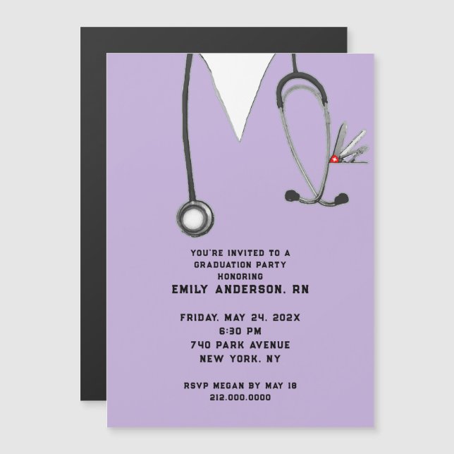 Invitación Magnética Graduación de la Escuela de Enfermería de Enfermer (Anverso/Reverso)