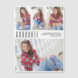 Invitación Magnética Graduación de la Escuela Secundaria Blanca 4 Foto