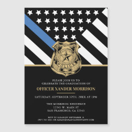 Invitación Magnética Graduación de la policía con pabellón azul