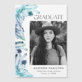 Invitación Magnética Graduación fotográfica de cristales azules de colo