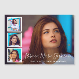Invitación Magnética Graduación moderna de Collage de fotos simple
