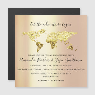 Invitación Magnética Graduado del Mapa de Destino Mundial Boda de Novia