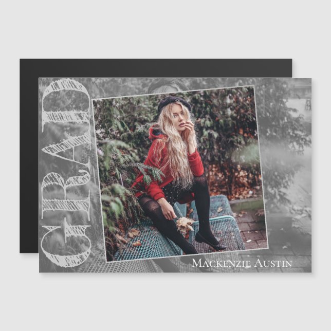 Invitación Magnética Graffiti Grunge Grad | Foto de graduación Keepsake (Anverso/Reverso)