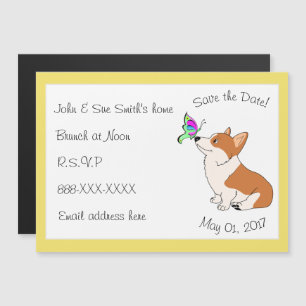 Invitación Magnética Guardar el Corgi galés de fecha