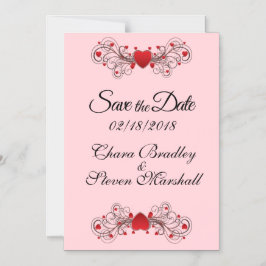 Invitación Magnética Guardar el rosa de los corazones de fecha