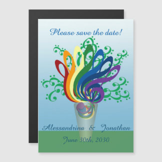 Invitación Magnética Guardar el texto Personalizado Bouquet Clefs de Mú