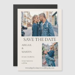 Invitación Magnética Guardar fecha de boda moderna Tan 2 Foto Guardar l