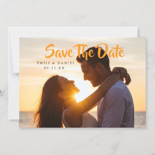 Invitación Magnética Guardar foto personalizada con letra cursiva naran