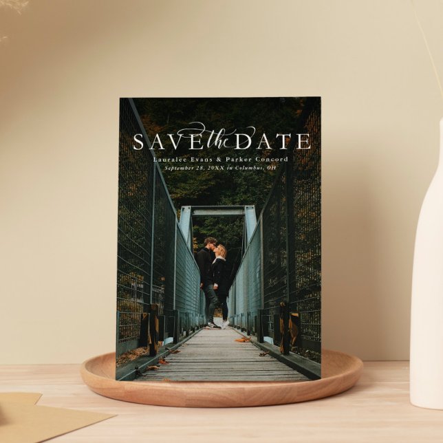 Invitación Magnética Guardar la elegante foto vertical de fecha (Subido por el creador)