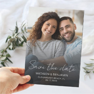 Invitación Magnética Guardar La Fecha Boda Foto Compromiso Moda Moderna