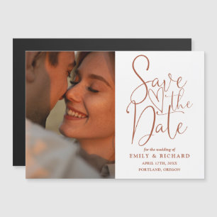 Invitación Magnética Guardar la fecha de boda elegante en terracota