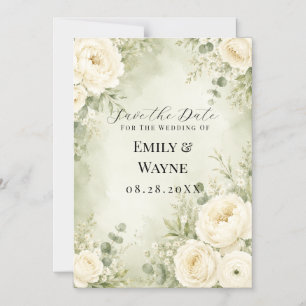 Invitación Magnética Guardar la fecha de boda floral marfil verde salvi