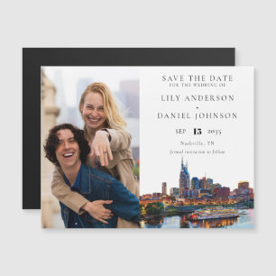 Invitación Magnética Guardar la fecha de la boda con foto del frente ma