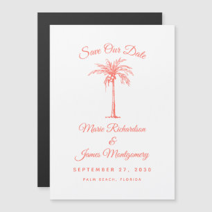 Invitación Magnética Guardar la fecha de la boda de playa con árbol de