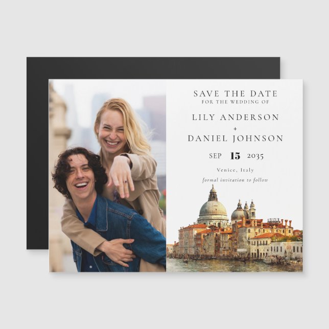 Invitación Magnética Guardar la fecha de la boda de Venecia (Anverso/Reverso)