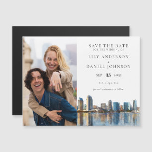 Invitación Magnética Guardar la fecha para boda con foto de San Diego