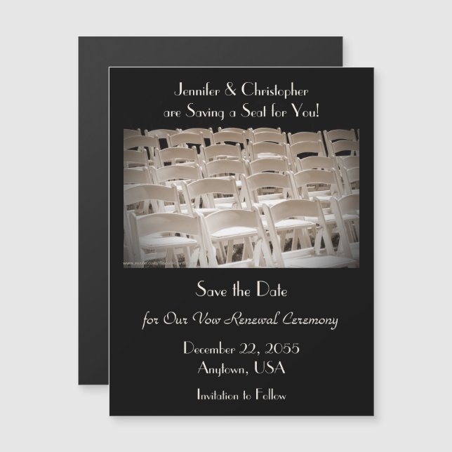 Invitación Magnética Guardar la fecha Sepia Vow Renewal Chairs Magnet (Anverso/Reverso)