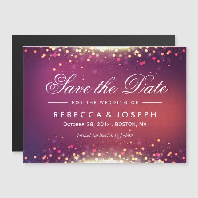 Invitación Magnética Guardar la fecha Shimmer Gold Purpurina Sparkle Do (Anverso/Reverso)