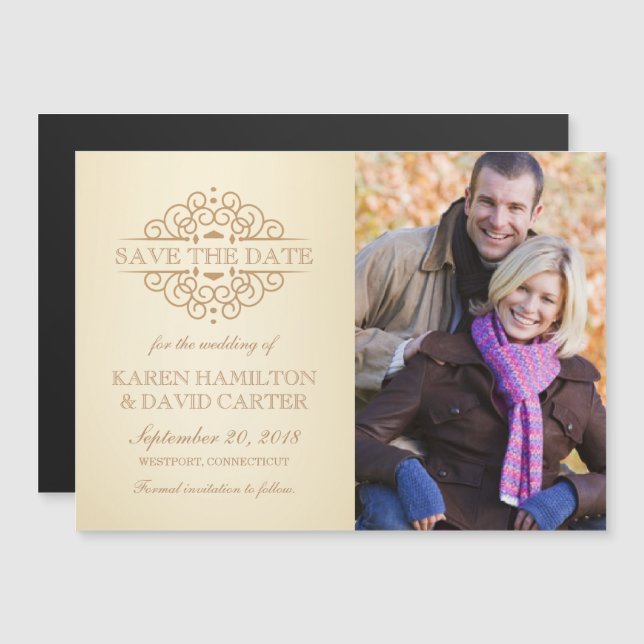 Invitación Magnética Guardar la foto de compromiso de desplazamiento de (Anverso/Reverso)