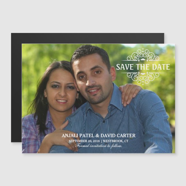 Invitación Magnética Guardar la foto moderna de color (Anverso/Reverso)