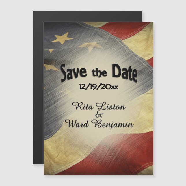 Invitación Magnética Guardar la marca Date American (Anverso/Reverso)