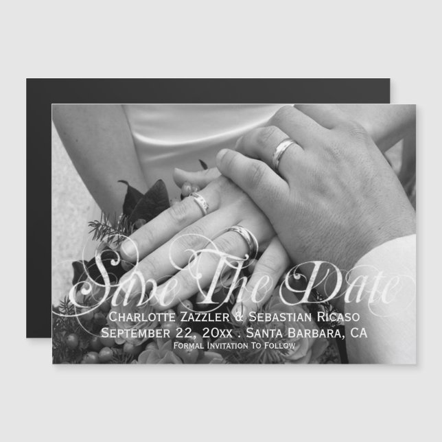Invitación Magnética Guardar la plantilla de fotos de fecha Boda person (Anverso/Reverso)