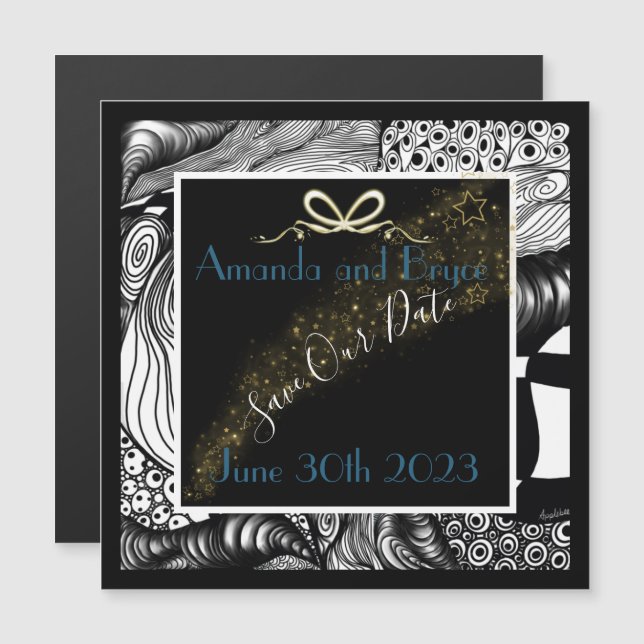 Invitación Magnética Guardar nuestra cita artística abstracta en blanco (Anverso/Reverso)