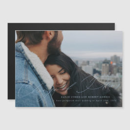 Invitación Magnética Guión azul cielo cambio de fecha de boda