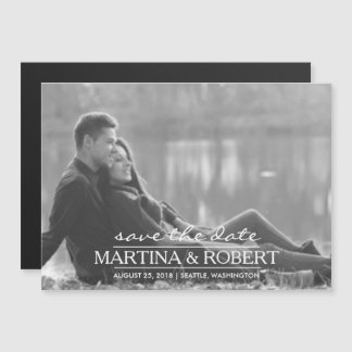 Invitación Magnética Guión blanco manuscrito Guardar la foto de fecha