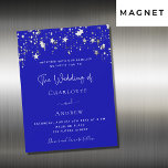 Invitación Magnética Guión de las estrellas reales azules de la plata b<br><div class="desc">Un fondo azul real,  decorado con estrellas blancas y falsas de plata. Personalice y agregue sus nombres y detalles.</div>