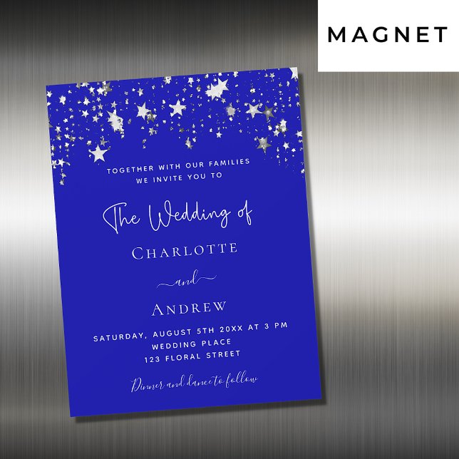 Invitación Magnética Guión de las estrellas reales azules de la plata b (Subido por el creador)