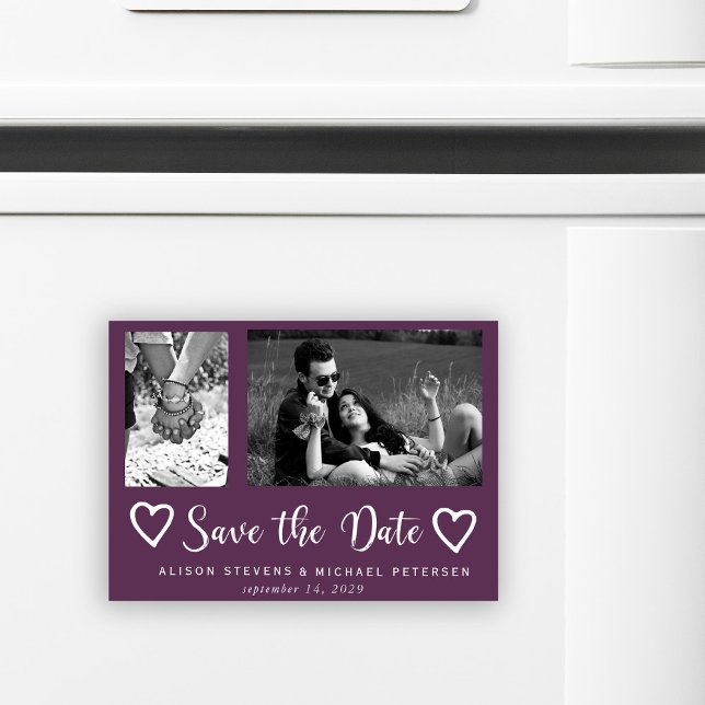 Invitación Magnética Guión de moda simple moderno boda foto guardar fec (Subido por el creador)