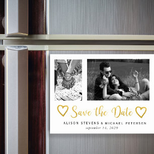 Invitación Magnética Guión de moda simple moderno boda foto guardar fec