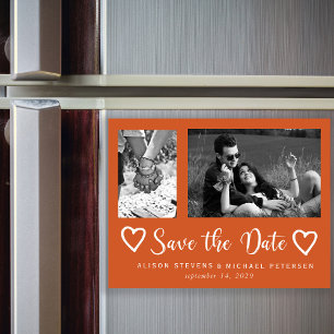 Invitación Magnética Guión de moda simple moderno boda foto guardar fec