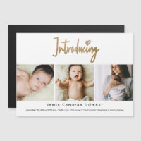 Guión dorado que presenta bebé personalizado con 3